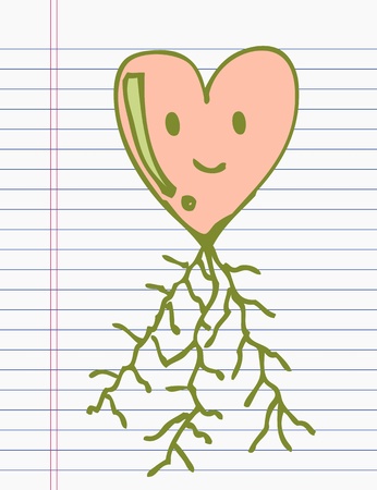 Drawing heart on paperのイラスト素材