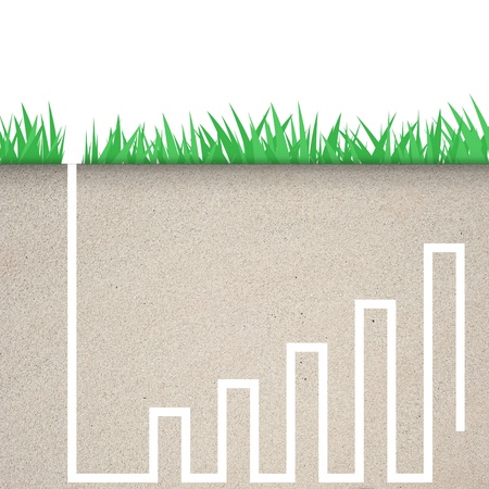 Green grass with graph icon in soil の写真素材
