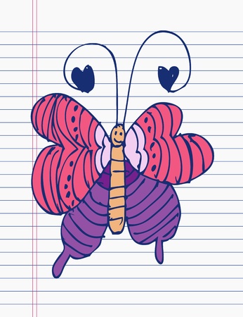 Drawing butterfly on paperのイラスト素材
