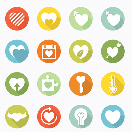 Heart icons long shadow designのイラスト素材