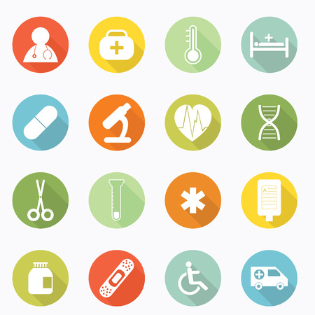 Medical icons web long shadow designのイラスト素材
