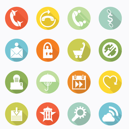 Icons web long shadow design のイラスト素材