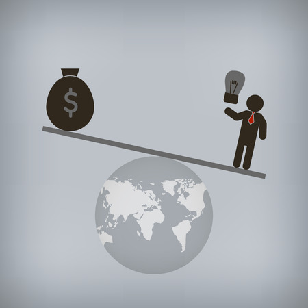 Businessman world control with idea,  Vector illustration for concept, presentation.のイラスト素材