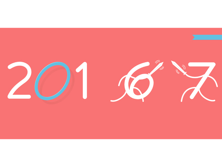 2017 Happy New Year creative design for your banners, greetings card, websiteのイラスト素材