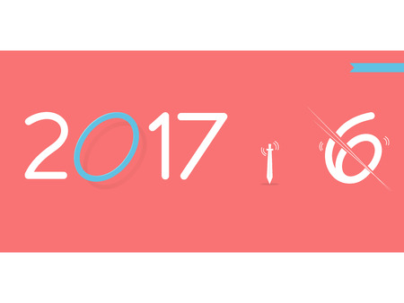 2017 Happy New Year creative design for your banners, greetings card, websiteのイラスト素材