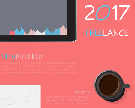 Vector Top View of Freelance, Can be use in website, presentation, marketing corporate report, advertisingのイラスト素材