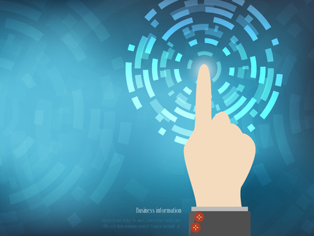 Cyber security Concept  With Hand on Abtract Technology background. Vector illustrationのイラスト素材