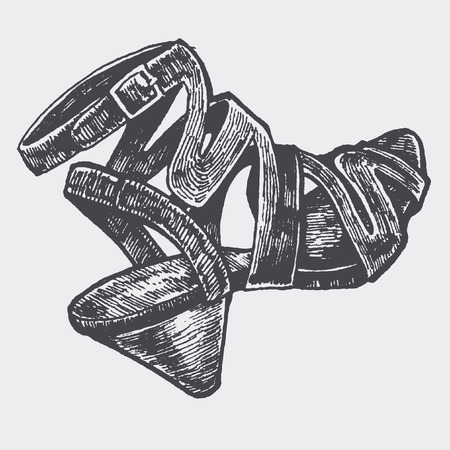 women's shoe. sketch style. vector illustrationのイラスト素材