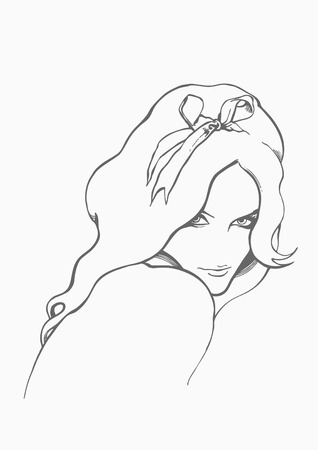 portrait of sexual beauty. vector illustration. のイラスト素材