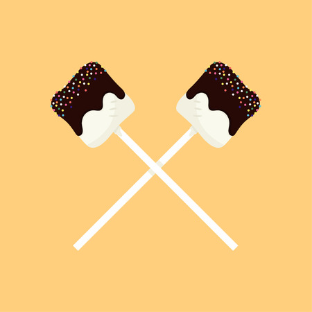 Marshmallow  chocolate cartoon vector. free space for text. wallpaper. background.のイラスト素材