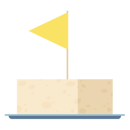 Tofu cartoon vector. yellow flag vector.のイラスト素材