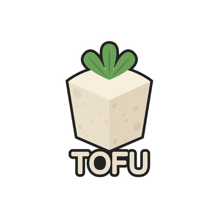 Tofu cartoon vector. free space for text.のイラスト素材