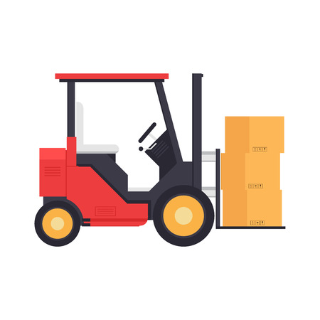 Forklift cartoon vector. free space for text. wallpaper. copy space. box vector.のイラスト素材