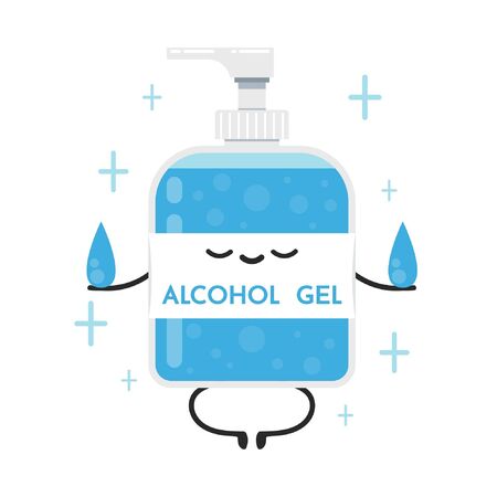 Alcohol gel. Alcohol gel character design. Hand wash gel vector.のイラスト素材