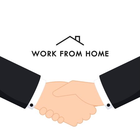 Check hand vector. Business hand vector. Work from home poster design. Work from home logo design.のイラスト素材
