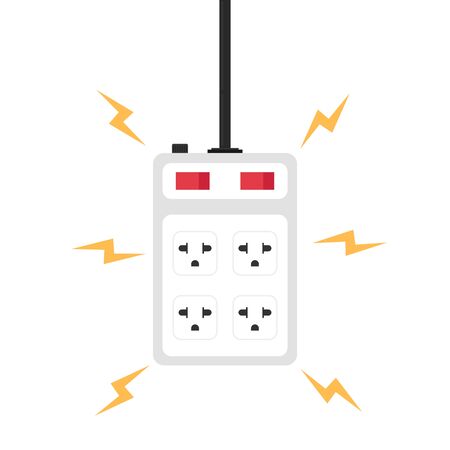 Three eye plug cartoon vector on pastel background. electric leakage.のイラスト素材