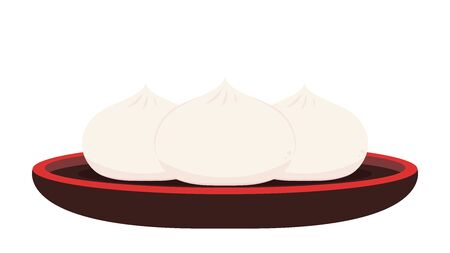 Bao vector. Steamed Bun no plate Steamed Bun vector.のイラスト素材