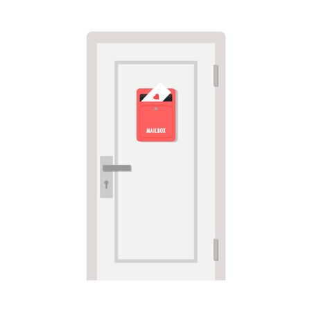 White door vector. Love letter in mailbox. mailbox vector.のイラスト素材