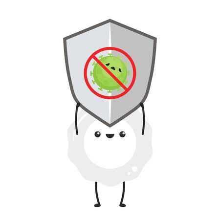 White blood cell and bacteria character design. White blood cell on white background.のイラスト素材