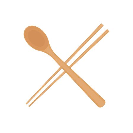 Chopsticks and spoon vector. chopsticks white background. wallpaper. free space for text. copy space.のイラスト素材