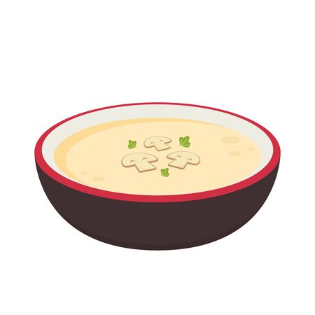 Mushroom soup vector. mushroom soup in bowl.のイラスト素材