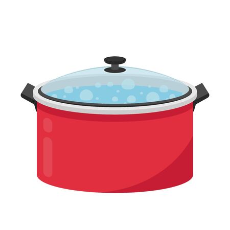 Boil water. Hot pot. Pot cartoon vector. free space for text. Water in pot.のイラスト素材