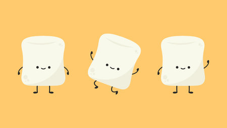 Marshmallow character. wallpaper. free space for text. logo design.のイラスト素材