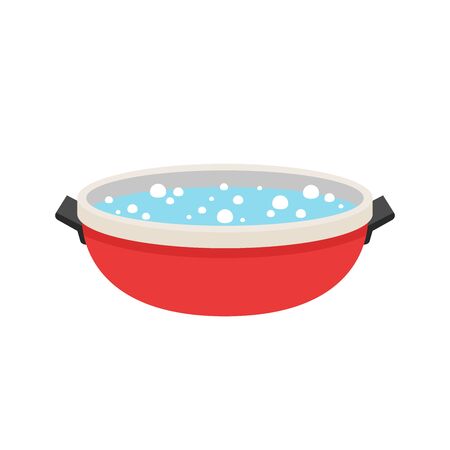 Boil water. Hot pot. Pot cartoon vector. free space for text. Water in pot.のイラスト素材