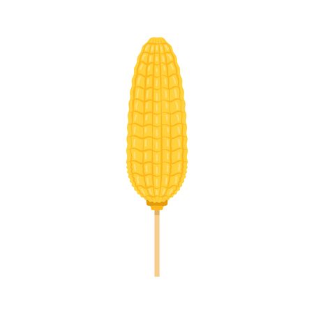 Corn vector. Yellow corn stabbed vector. Corn and stick vector.のイラスト素材