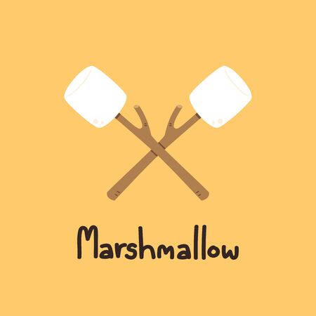 Marshmallow and stick vector. free space for text. wallpaper. background.のイラスト素材