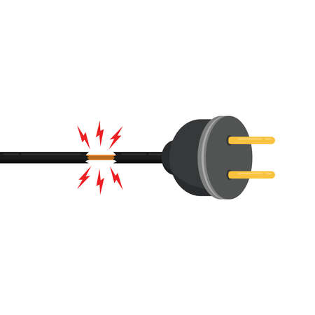 Cable break cartoon vector. free space for text.のイラスト素材