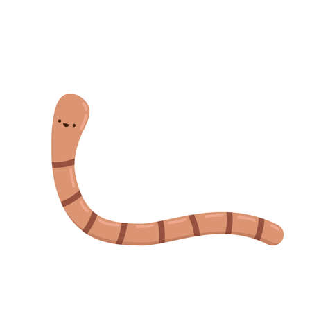 Earthworm cartoon vector. Earthworm on white background.のイラスト素材