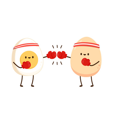 Egg cartoon. Egg character design. white background. Egg boxer cartoon.