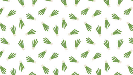 Spring onions pattern wallpaper. Spring onions vector. Spring onions on white background.のイラスト素材