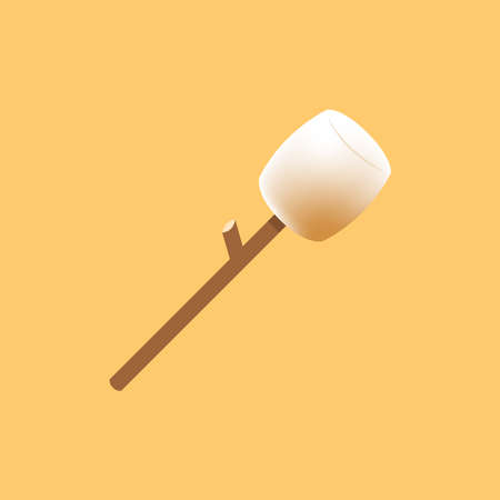 Burned Marshmallows. Marshmallow stick vector. Marshmallow logo design.のイラスト素材