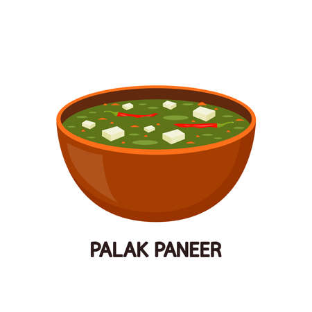 Palak paneer is Indian food. Palak paneer vector.のイラスト素材