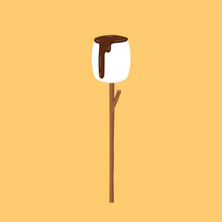 Marshmallows. Marshmallow stick vector. Marshmallow logo design.のイラスト素材