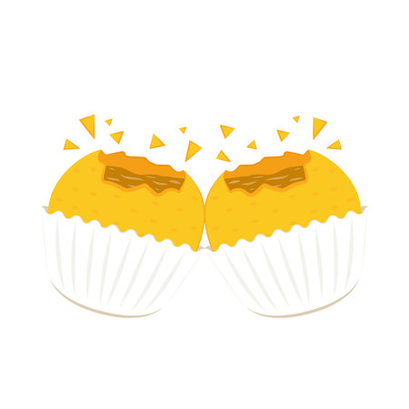 Phuchka is indian food. Gol gappe cartoon vector on white background.