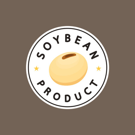 Soybean logo design. Soybean cartoon vector.のイラスト素材