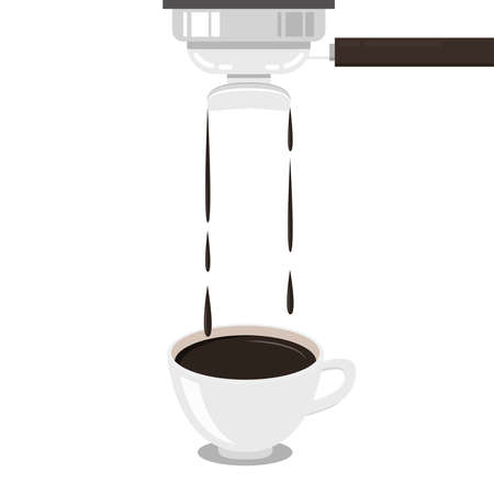 Espresso coffee vector. Coffee cup on white background. Espresso coffee maker.のイラスト素材