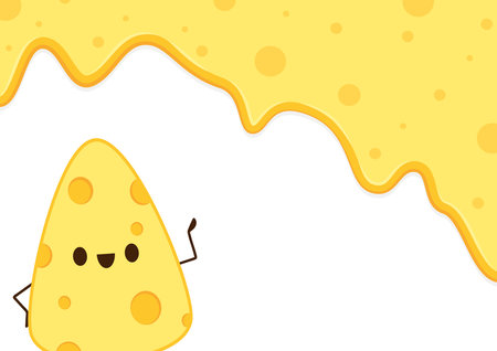 Cheese character design. wallpaper. background. cheese stretch. cheese on white background.のイラスト素材