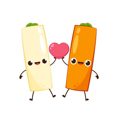 Tteokbokki noodle vector. Tteokbokki character design. Spicy rice cake.のイラスト素材