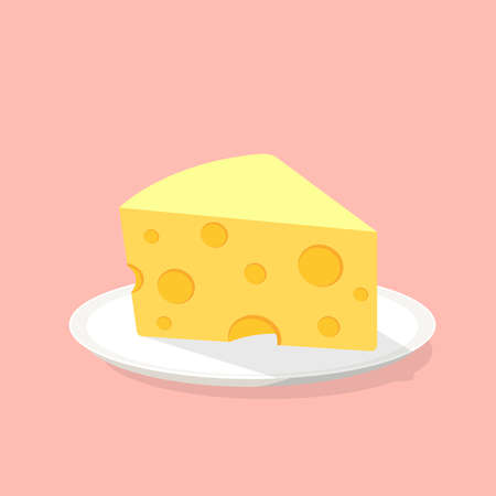 Cheese cartoon. Cheese on white plate.のイラスト素材