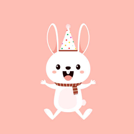 Cute white bunny. Rabbit cartoon vector collection. Animal wildlife character.のイラスト素材