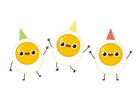 Egg character design. egg vector on white background.のイラスト素材