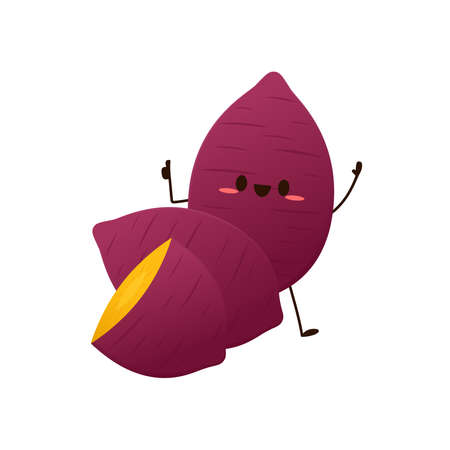 Sweet potato cartoon. Sweet potato character design.のイラスト素材