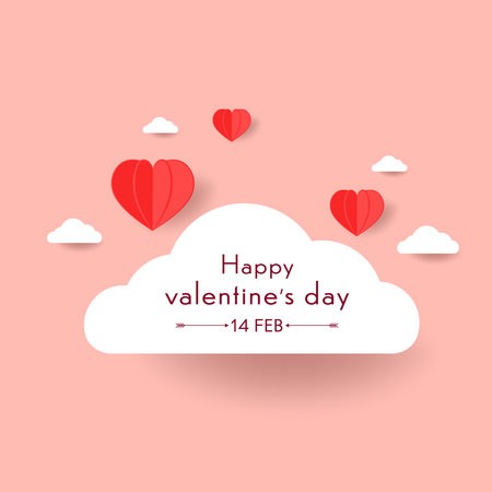 Valentine's day concept background. Vector illustration. Cute love banner or greeting card. Paper style realistic valentines day card.のイラスト素材