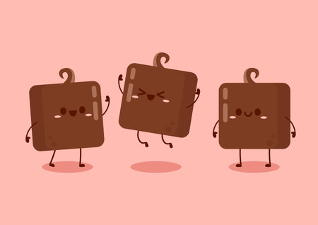 Cute and funny chocolate bar character. Chocolate mascot.のイラスト素材