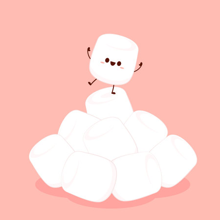 Marshmallows character design. Pile of marshmallows.のイラスト素材