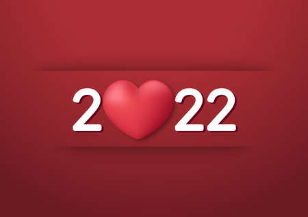 Valentine's day 2022 concept background. Vector illustration. Cute love banner or greeting card. Happy new year 2022 posterのイラスト素材